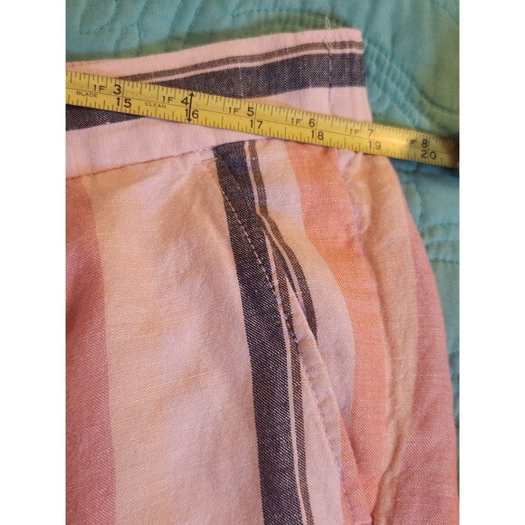 Loft SizeMedium Linen Blend Striped Tie Waist Wide Leg Pocket Pants Coastel - Picture 9 of 11